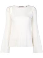 Vince Cut-out Ribbed Jumper - White