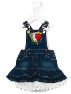 Monnalisa - Embellished Layered Denim Dress - Kids - Cotton/polyester/spandex/elastane - 12 Mth, Blue