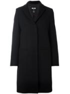 Msgm Cat Patch Detail Coat, Women's, Size: 44, Black, Polyamide/viscose/wool