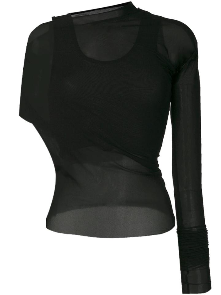 Ann Demeulemeester One-sleeve Sheer Top - Black