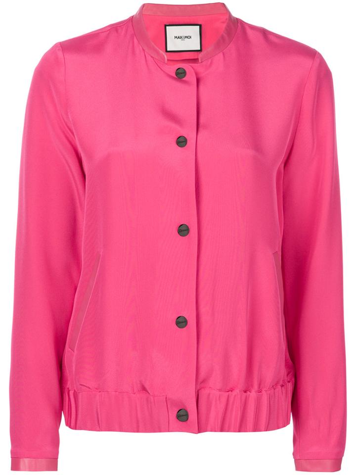 Max & Moi Button Bomber Jacket - Pink & Purple