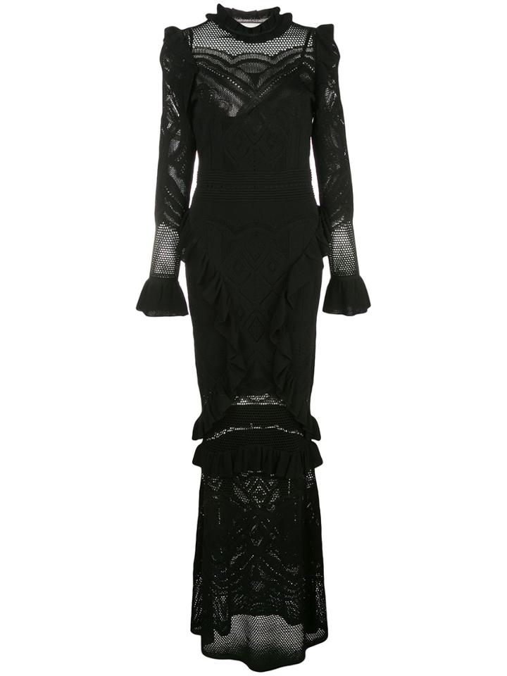 Alexis Ceecee Crochet Ruffle Trim Dress - Black