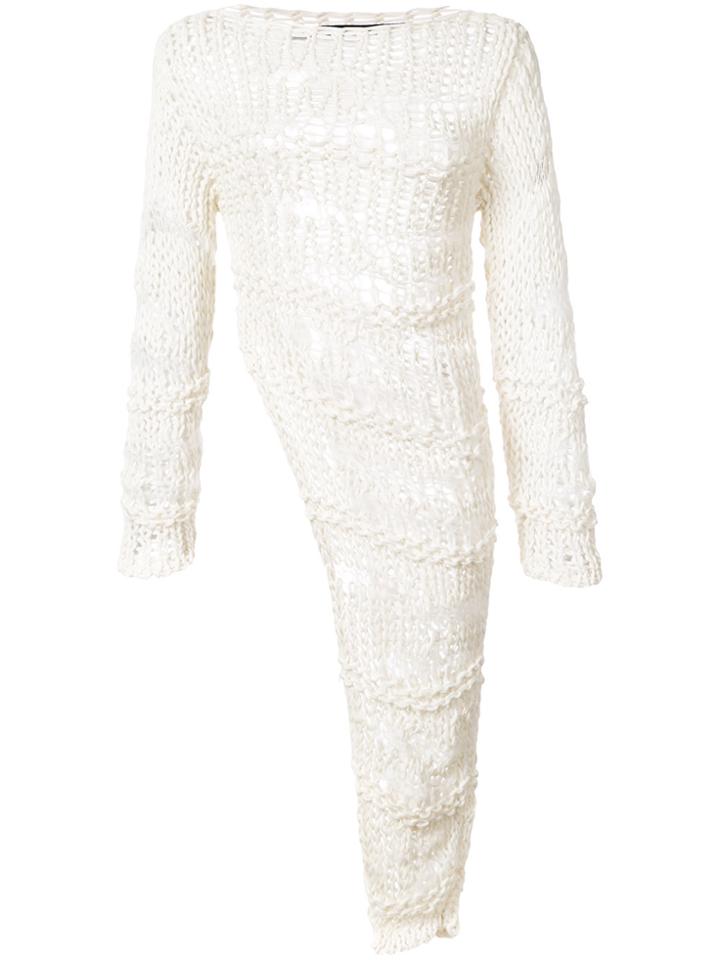 Isabel Benenato Asymmetric Knitted Dress - White