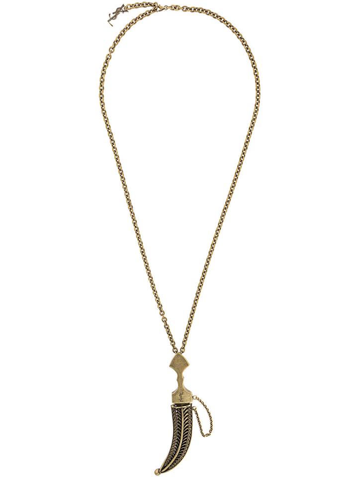 Saint Laurent Oversized Folk Saber Pendant - Metallic