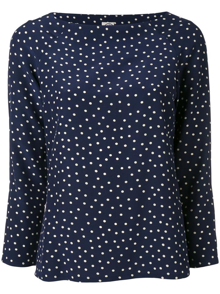 Ines De La Fressange - Polka-dot Blouse - Women - Silk - 36, Blue, Silk