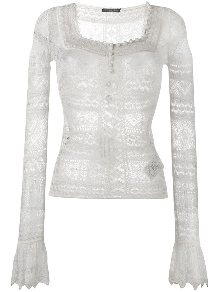Alexander Mcqueen - Open Knit Jumper - Women - Silk/polyamide/spandex/elastane - S, Women's, White, Silk/polyamide/spandex/elastane