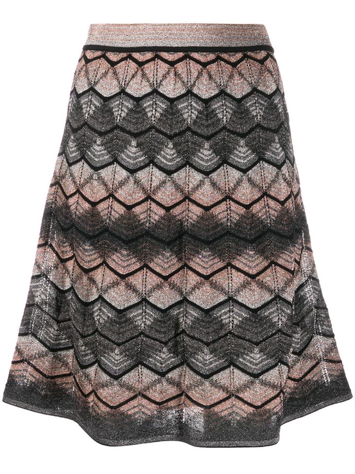 M Missoni Geometric-pattern Knitted Skirt - Grey