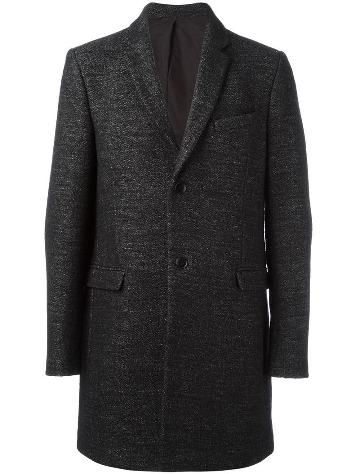 Folk Single Breasted Coat, Men's, Size: 4, Grey, Cotton/linen/flax/nylon/virgin Wool