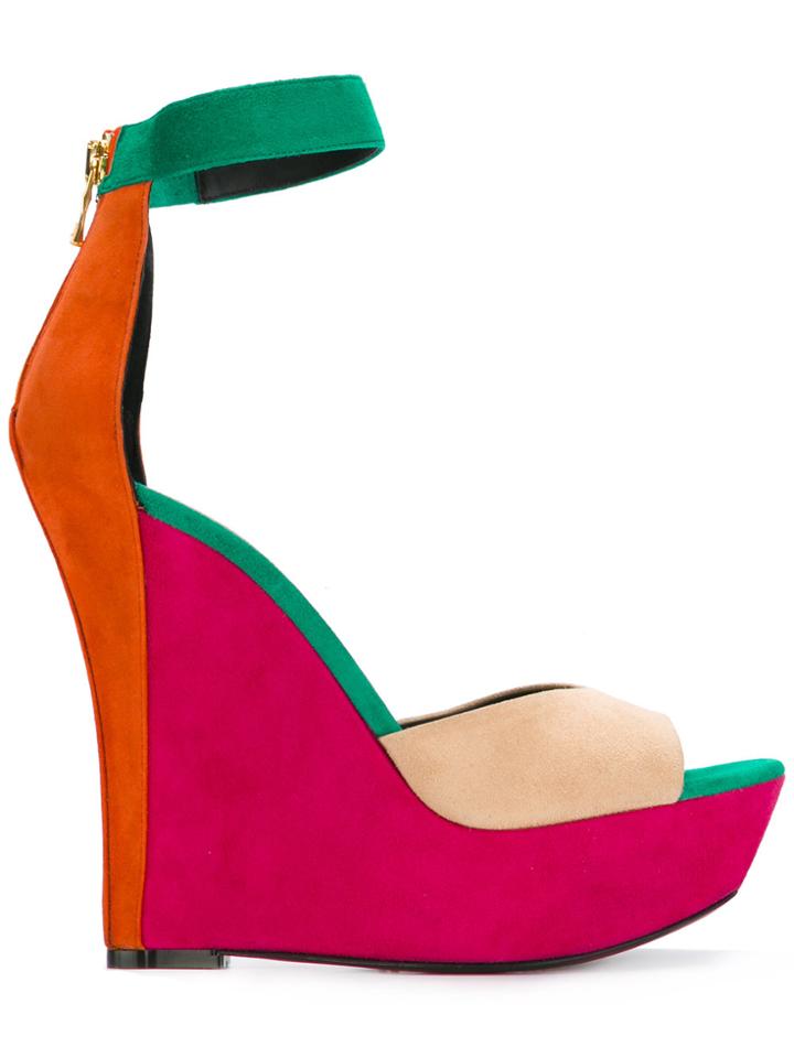 Balmain Zia Wedge Sandals - Pink & Purple