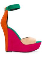 Balmain Zia Wedge Sandals - Pink & Purple