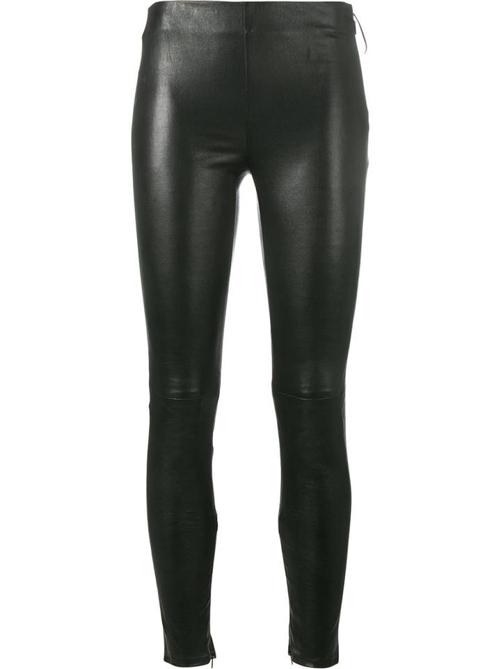 Saint Laurent Skinny Leggings, Women's, Size: 38, Black, Lamb Skin/cotton/spandex/elastane