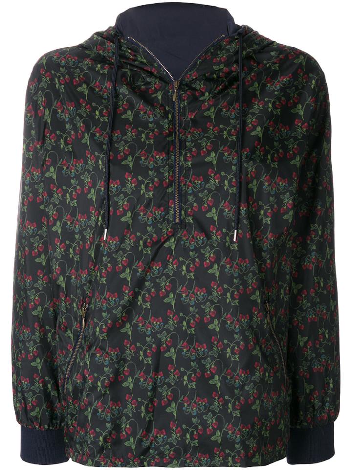 Roseanna Floral Print Zip Hooded Jacket - Black