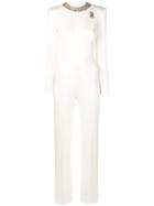 Ermanno Scervino Embellished Collar Jumpsuit - White