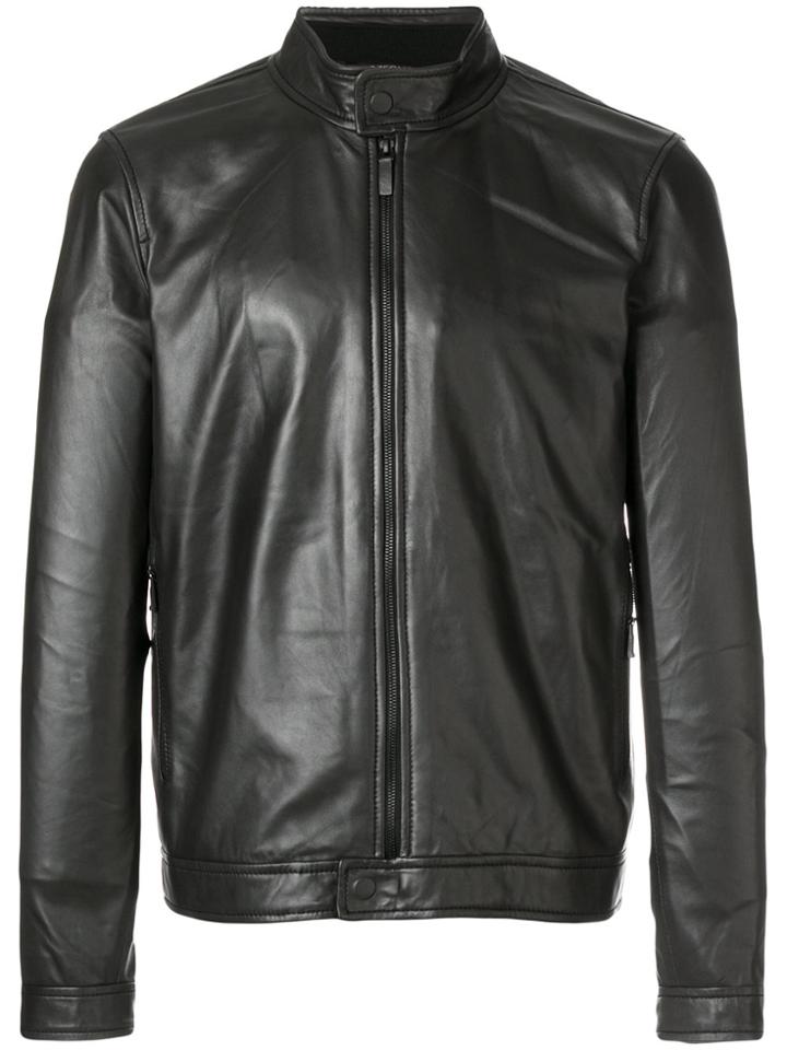 Z Zegna Biker Leather Jacket - Black