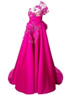 Marchesa One-shoulder Floral Embellished Dress - Pink & Purple