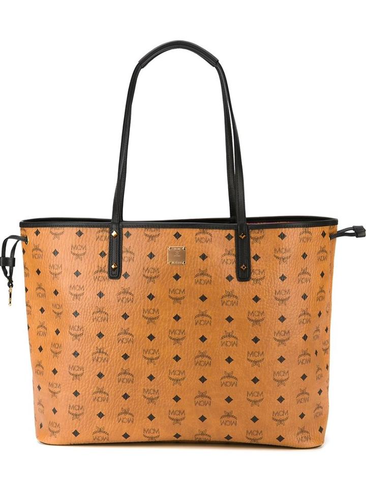 Mcm Project Visetos Tote, Women's, Brown, Polyester/calf Leather