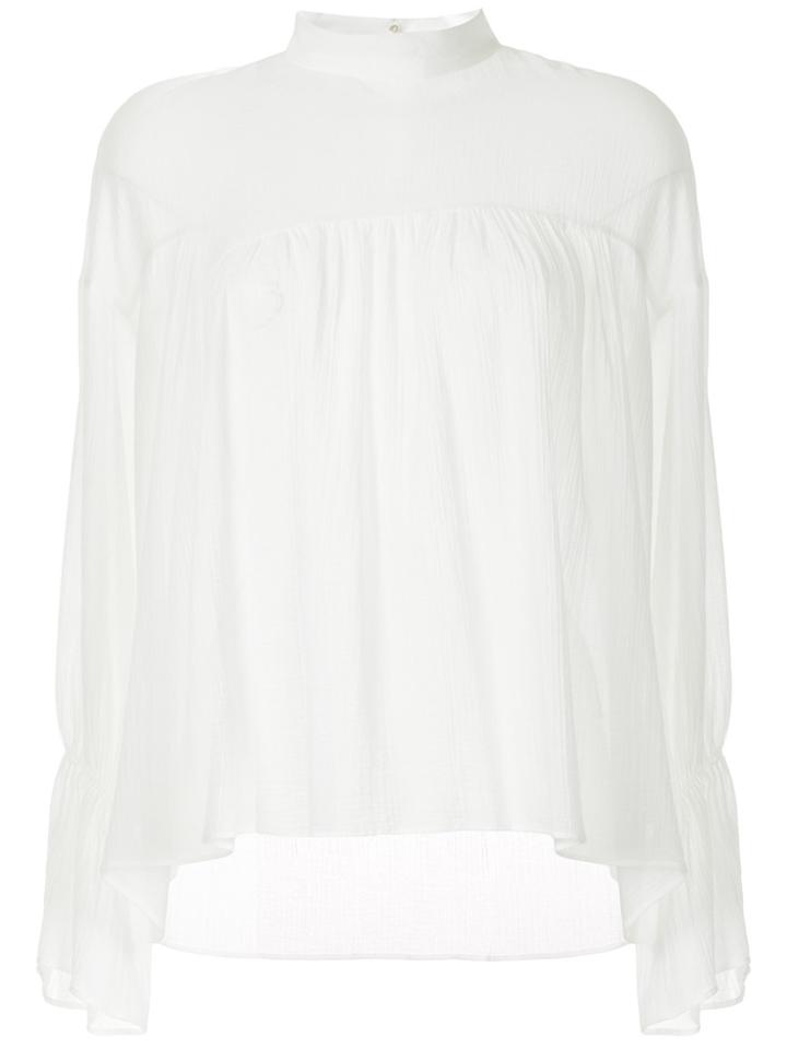 Estnation High Neck Relaxed Blouse - White
