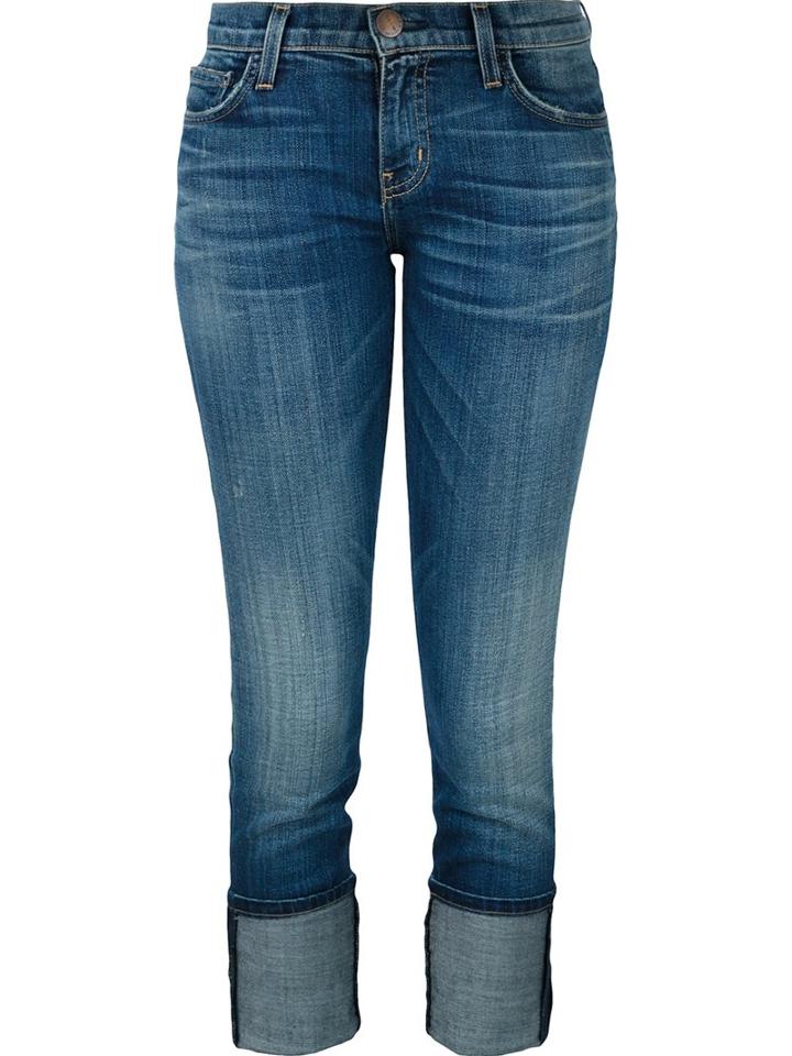 Current/elliott Cuffed Skinny Jeans, Women's, Size: 30, Blue, Cotton/polyester/spandex/elastane