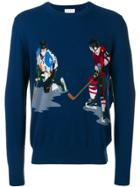 Ballantyne Ice Hockey Intarsia Knit Sweater - Blue