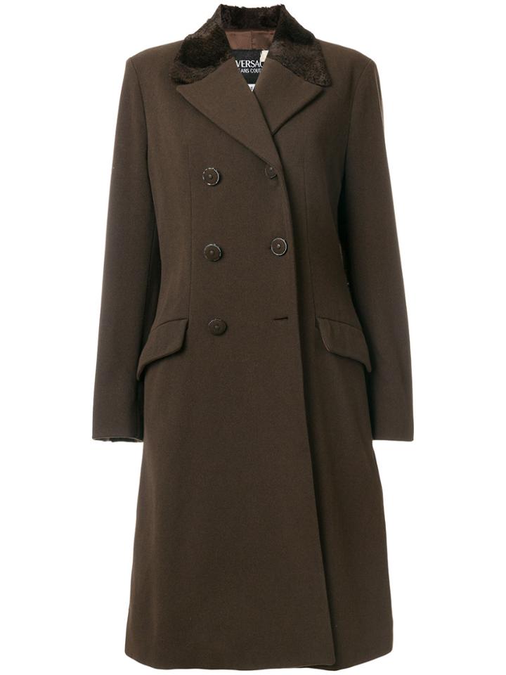 Versace Vintage Double Breasted Coat - Brown