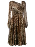 Dolce & Gabbana Leopard Print Dress, Women's, Size: 42, Brown, Silk/cotton/polyamide