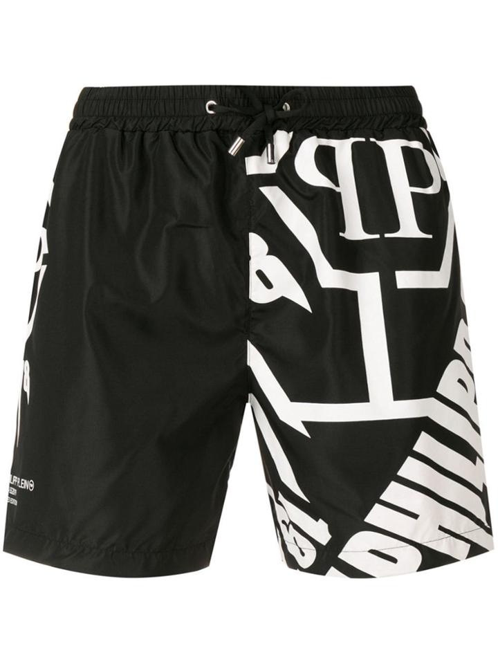 Philipp Plein Logo Print Swim Shorts - Black