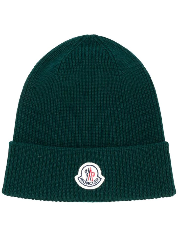 Moncler Ribbed Knit Beanie - Green