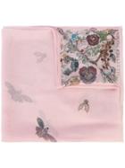 Alexander Mcqueen Gemstone Floral And Bugs Print Scarf - Pink & Purple