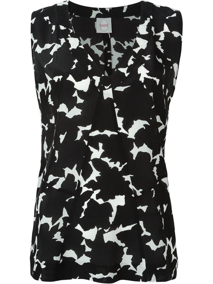 Eggs Leaf Print V-neck Blouse