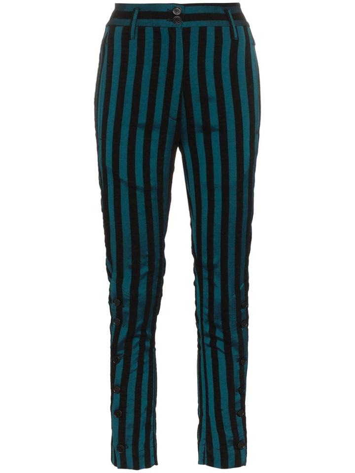 Ann Demeulemeester Striped Cotton Blend Trousers - Black