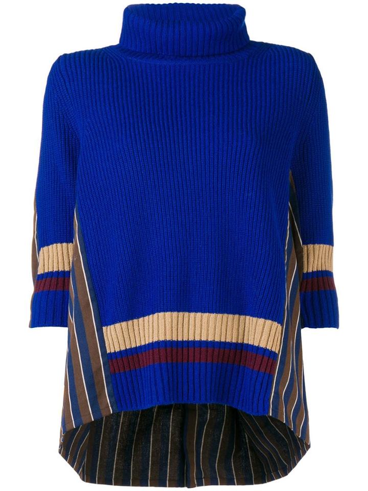 Sacai Contrast Panel Hybrid Sweater - Blue