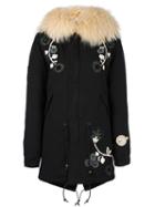 Mr & Mrs Italy Padded Parka, Women's, Size: Small, Black, Cotton/polyester/racoon Fur