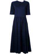 Jil Sander Flared Dress, Women's, Size: 40, Blue, Cotton/polyamide