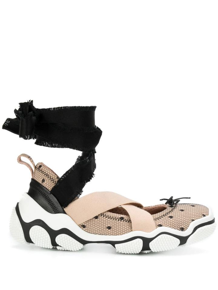 Red Valentino Ankle Tie Mesh Sneakers - Neutrals
