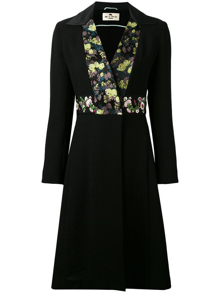 Etro - Floral Coat - Women - Silk/cotton/polyester/wool - 40, Black, Silk/cotton/polyester/wool