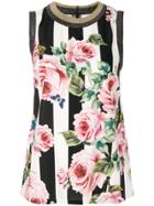 Dolce & Gabbana Striped Rose Print Tank Top - Multicolour