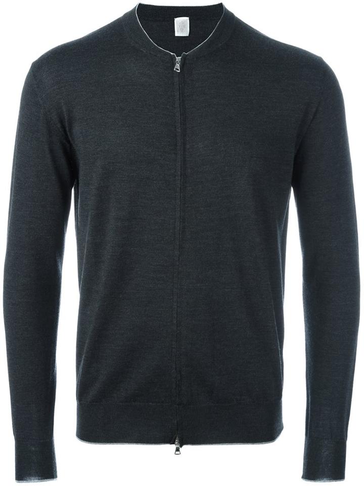 Eleventy Zipped Cardigan, Men's, Size: Medium, Black, Silk/merino