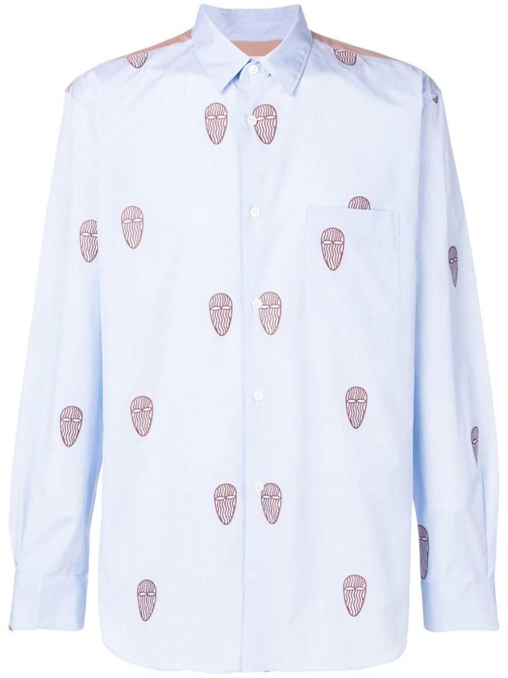 Comme Des Garçons Shirt Embroidered Mask Shirt - Blue