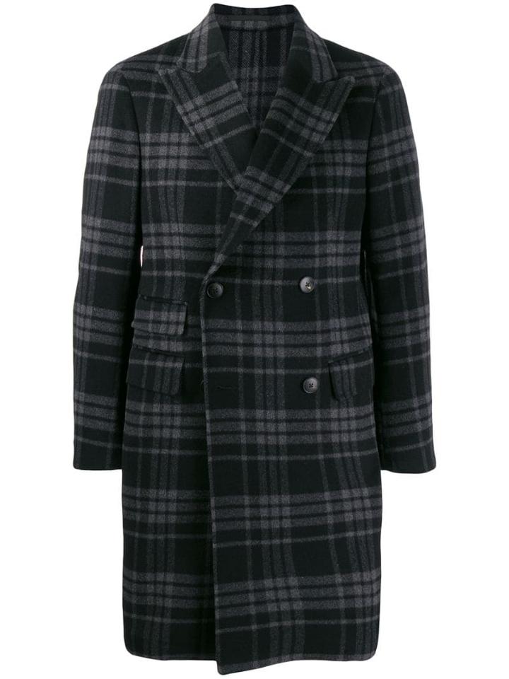 Z Zegna Plaid Double-breasted Coat - Grey