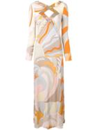 Emilio Pucci Acapulco Print Embroidered Cut-out Maxi Dress - Neutrals