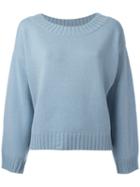 Vince Ribbed Hem Jumper, Women's, Size: Medium, Blue, Cashmere