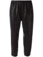 Ilaria Nistri Elasticated Waistband Cropped Trousers, Women's, Size: 40, Black, Leather/silk/viscose/pbt Elite