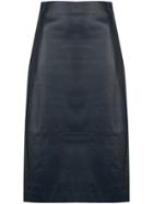 The Row Leather Pencil Midi Skirt - Blue