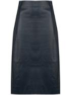 The Row Leather Pencil Midi Skirt - Blue