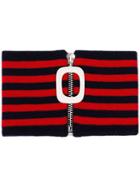 Jw Anderson Striped Knitted Wool Neckband - Red