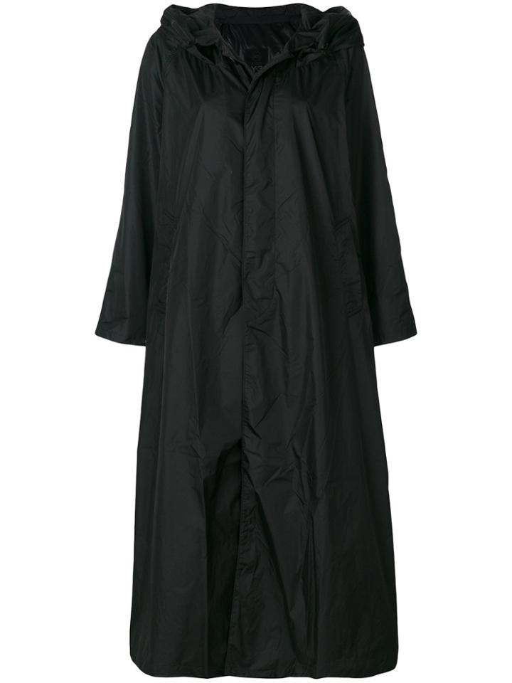 Y-3 Oversized Long Raincoat - Black