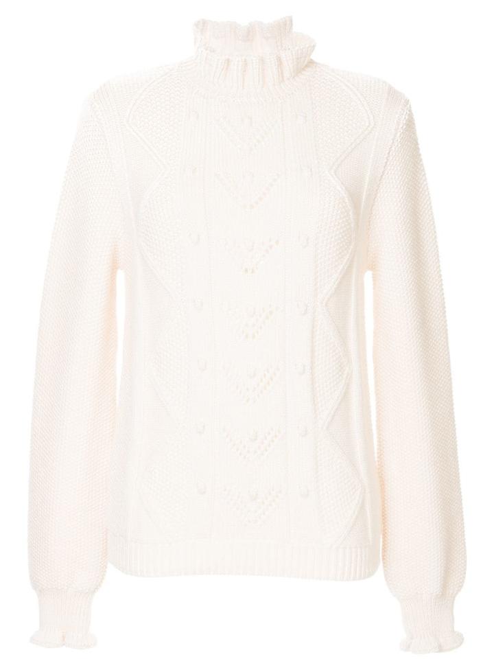 Molli Ruffled Neck Knit Jumper - Nude & Neutrals