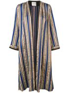 Forte Forte Striped Long Sleeved Coat - Brown