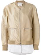 3.1 Phillip Lim Zip-front Bomber Jacket, Women's, Size: 4, Nude/neutrals, Silk/polyester/spandex/elastane/viscose