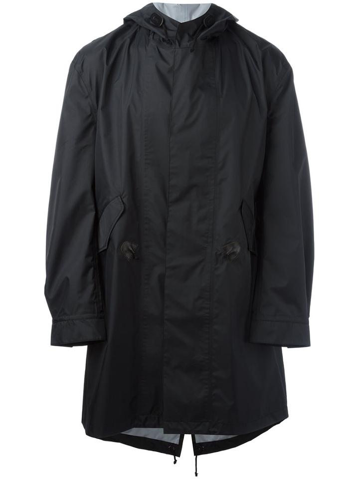Junya Watanabe Comme Des Garçons Man Hooded Coat, Men's, Size: Large, Black, Nylon/sheep Skin/shearling